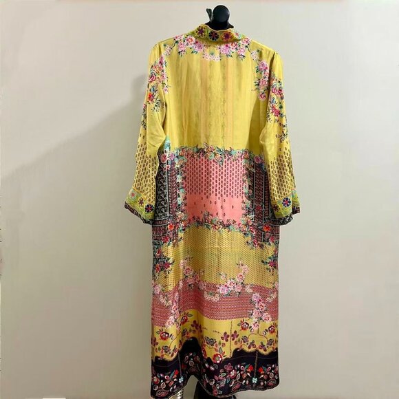 $880 NWOT Johnny Was Long Reversible Silk Embroidered Bohemia Kimono Size S - Picture 14 of 16